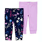 Alternate image 0 for carter&#39;s&reg; Size 9M 2-Pack Floral Pull-On Cotton Pants in Purple