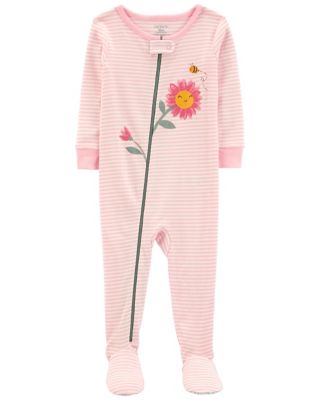 carter&#39;s&reg; 1-Piece Flower 100% Snug Fit Cotton Footie PJs in Pink