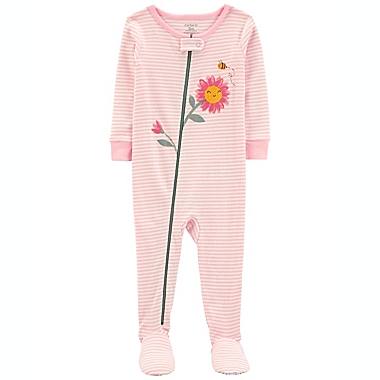carter&#39;s&reg; 1-Piece Flower 100% Snug Fit Cotton Footie PJs in Pink. View a larger version of this product image.