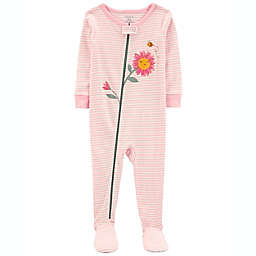 carter's® Size 18M 1-Piece Flower 100% Snug Fit Cotton Footie PJs in Pink