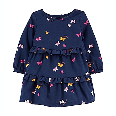 carter&#39;s&reg; 2-Pack Size 18M Butterfly Long Sleeve Dress in Navy/Chambray. View a larger version of this product image.