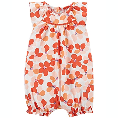 carter&#39;s&reg; Newborn Floral Cotton Romper in Orange. View a larger version of this product image.