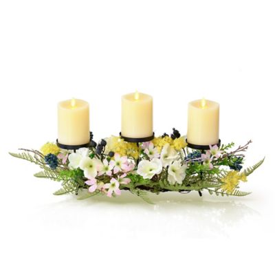Luminara&reg; Spring Centerpiece with Three 4-Inch LED Pillar Candles