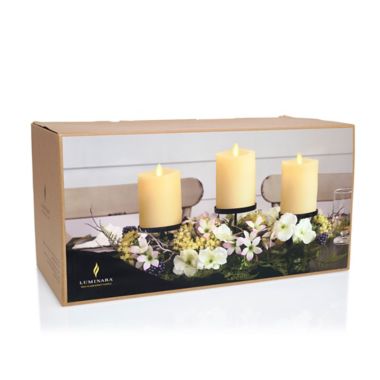 Luminara&reg; Spring Centerpiece with Three 4-Inch LED Pillar Candles. View a larger version of this product image.