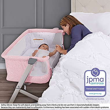 Dream On Me Skylar Bassinet and Bedside Sleeper in Pink. View a larger version of this product image.