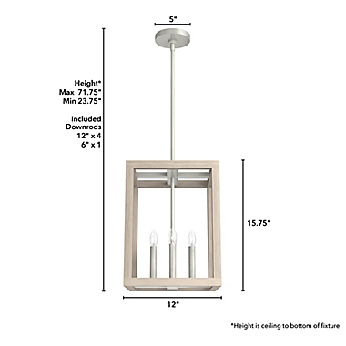 Hunter&reg; Squire Manor 12-Inch 4-Light Pendant in Brushed Nickel/Wood. View a larger version of this product image.