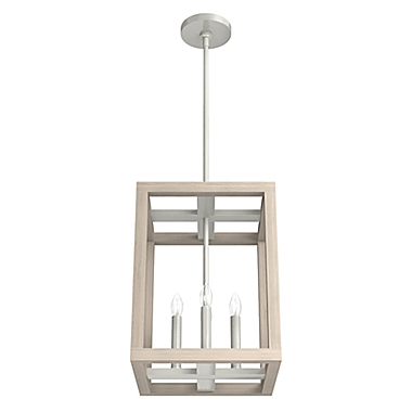 Hunter&reg; Squire Manor 12-Inch 4-Light Pendant in Brushed Nickel/Wood. View a larger version of this product image.