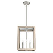 Hunter&reg; Squire Manor 12-Inch 4-Light Pendant in Brushed Nickel/Wood