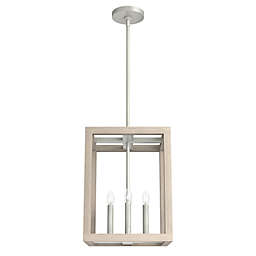 Hunter® Squire Manor 12-Inch 4-Light Pendant in Brushed Nickel/Wood