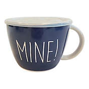 &quot;MINE!&quot; 26 oz. Soup Mug in Blue/White with Lid