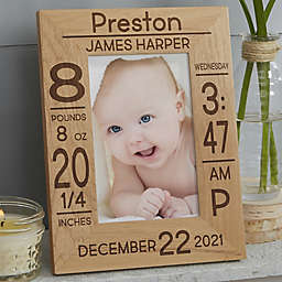 Baby Birth Information Personalized 4-Inch x 6-Inch Vertical Picture Frame