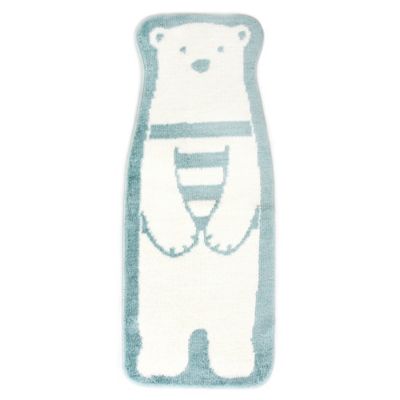 Plush 37&quot; x 14&quot; Polar Bear Shaped Bath Mat in Blue