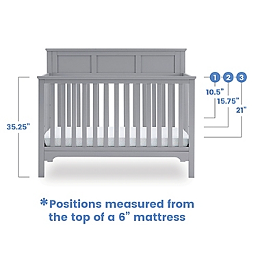 Delta Children Sweet Beginnings Hart Flat Top 6-in-1 Convertible Crib in Grey. View a larger version of this product image.