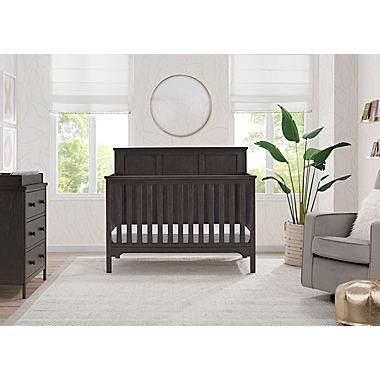 Delta Children Sweet Beginnings Sage Flat Top 6-in-1 Convertible Crib in Stone Grey. View a larger version of this product image.