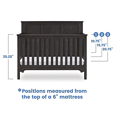 Delta Children Sweet Beginnings Sage Flat Top 6-in-1 Convertible Crib in Stone Grey. View a larger version of this product image.