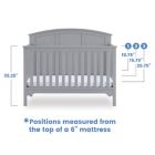 Alternate image 8 for Delta Children Sweet Beginnings Sage Curve Top 6-in-1 Convertible Crib in Grey