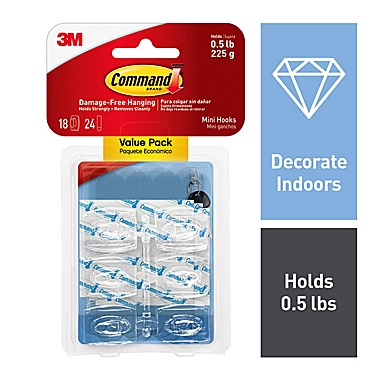 3M Command&trade; Clear Mini Hooks (Set of 18). View a larger version of this product image.