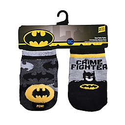 Batman Size 0-6M 2-Pack Heroes Never Sleep Rattle Socks in Charcoal