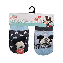 Disney Baby® Size 0-6M 2-Pack Mickey Rattle Socks in Charcoal