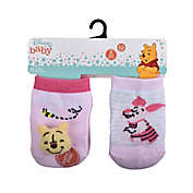 Disney Baby&reg; Size 0-6M 2-Pack Pooh and Piglet Rattle Socks in Dark Pink