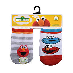 Sesame Street® Size 0-6M 2-Pack Elmo Rattle Socks in Pastel Grey