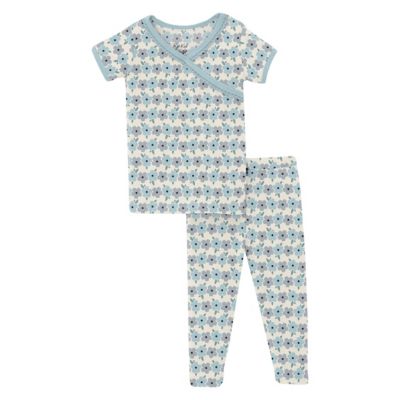KicKee Pants&reg; Natural Hydrangias Short Sleeve Kimono Pajama Set in Blue
