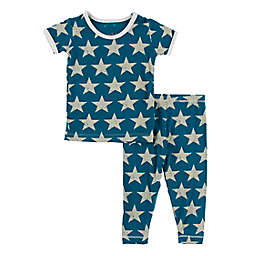 KicKee Pants® 2-Piece Vintage Stars Short Sleeve Pajama Set in Blue