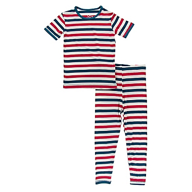 KicKee Pants&reg; Size 4T USA Stripes Short Sleeve Pajama Set in Blue/Red. View a larger version of this product image.