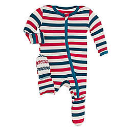 KicKee Pants® USA Stripes Footie with Zipper in Blue/Red