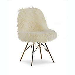 Willa Faux Fur Chair in Gold/Ivory