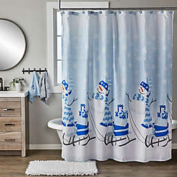SKL Home 13-Piece Snowman Sled Shower Curtain and Hooks Set