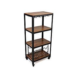 Mind Reader 4-Tier Wood and Metal Cart with Wine Rack