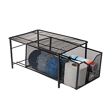 Minder Reader Storage Basket with Sliding Drawer in Black. View a larger version of this product image.