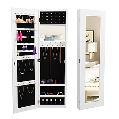 Mind Reader Lockable Jewelry Armoire in White. View a larger version of this product image.