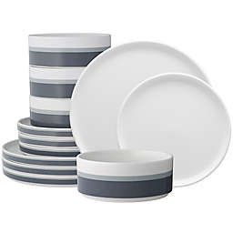 Noritake&reg; ColorStax Stripe 12-Piece Set in Grey