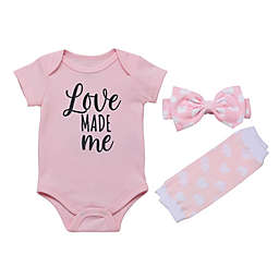 Baby Starters® 3-Piece Love Bodysuit, Leg Warmer, and Headband Set in Pink