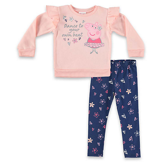 Alternate image 1 for Peppa Pig™ 2-Piece Pant Set in Pink