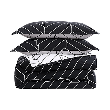City Scene&reg; Ceres 3-Piece Reversible King Comforter Set in Black. View a larger version of this product image.