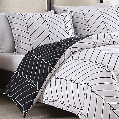City Scene&reg; Ceres 3-Piece Reversible King Comforter Set in Black. View a larger version of this product image.
