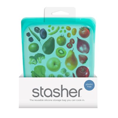 Small Storage Size Stasher Pocket 100% Silicone Bags 4.5/4oz Clear/Aqua 