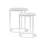 Union Street 2-Piece Chettes Nesting Accent Table Set in White/Silver