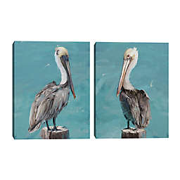 Masterpiece Art Gallery Perched Pelicans 2-Piece 24-Inch x 18-Inch Wrapped Canvas Wall Art Set