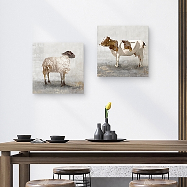 Masterpiece Art Gallery Rustic White Sheep & Brown 20-Inch Square Canvas Wall Art. View a larger version of this product image.