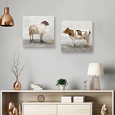 Masterpiece Art Gallery Rustic White Sheep & Brown 20-Inch Square Canvas Wall Art. View a larger version of this product image.