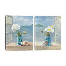 Masterpiece Art Gallery Coastal Florals I & II 24-Inch x 18-Inch Canvas Wall Art