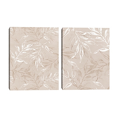 Masterpiece Art Gallery White Leaves 1 & 2 24-Inch x 18-Inch Canvas Wall Art. View a larger version of this product image.