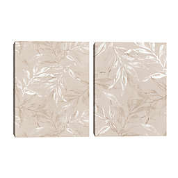 Masterpiece Art Gallery White Leaves 1 & 2 24-Inch x 18-Inch Canvas Wall Art