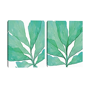Masterpiece Art Gallery Tropical Leaves 2, 3 Teal 24-Inch x 18-Inch Canvas Wall Art. View a larger version of this product image.