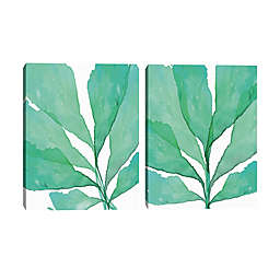 Masterpiece Art Gallery Tropical Leaves 2, 3 Teal 24-Inch x 18-Inch Canvas Wall Art