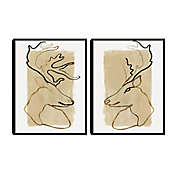 Masterpiece Art Gallery Antlers I &amp; II 2-Piece 18-Inch x 24-Inch Framed Wall Decor Set